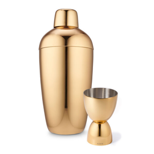 Picture of AERIN - Fausto Cocktail Shaker & Jigger Set - Gold Plated Stainless Steel