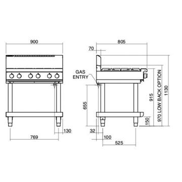 Picture of Waldorf - 900mm Gas Cooktop with 300mm Griddle on Stand