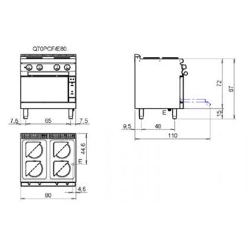 Picture of Baron - 800mm 4x Burner Electric Cooktop with Electric Oven