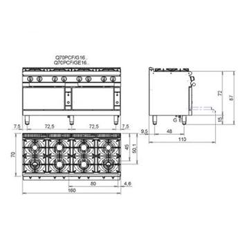 Picture of Baron - 1600mm 700 Series Gas Range with Gas Oven