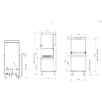 Picture of Smeg - 600mm Professional EcoLine Passthrough Dishwasher with Hood