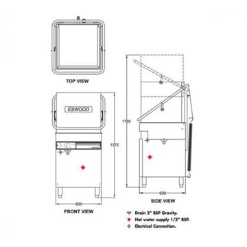 Picture of Eswood - 600mm Pass-Thru Dishwasher with Hood