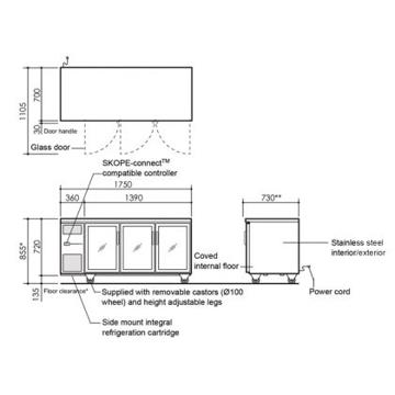 Picture of SKOPE - 387 Litre ReFlex 3-Door Undercounter Refrigerator