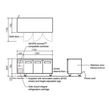 Picture of SKOPE - ReFlex 387 Litre 3-Door Undercounter Refrigerator