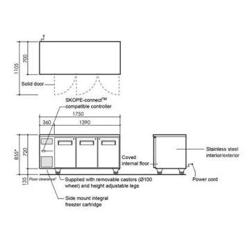 Picture of SKOPE - ReFlex 387 Litre 3-Door Undercounter Freezer