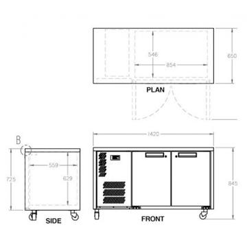 Picture of Williams - 350 Litre Undercounter 2-Door Refrigerator