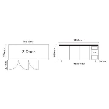 Picture of Bromic Refrigeration - 417 Litre Undercounter 3-Door Freezer