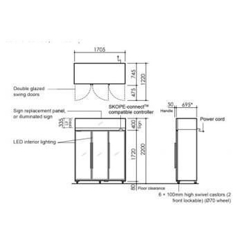 Picture of SKOPE - 1020 Litre 3-Door Top Mount Display Refrigerator