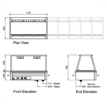 Picture of 1137mm Bain Marie 3 Module Drop-in with A Frame Gantry