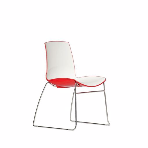 Picture of Gleam Chrome Sled Visitor Chair Red / White shell