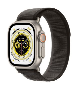 Apple Watch Ultra GPS + Cellular, 49mm Titanium Case with Black/Gray Trail Loop - S/M