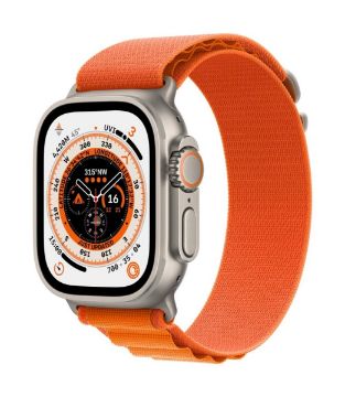 Apple Watch Ultra GPS + Cellular, 49mm Titanium Case with Orange Alpine Loop - Small