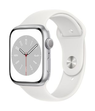 Picture of Apple Watch Series 8 GPS 45mm Silver Aluminium Case with White Sport Band - Regular