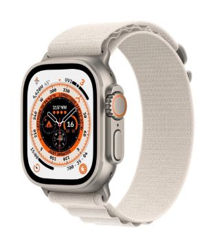 Apple Watch Ultra GPS + Cellular, 49mm Titanium Case with Starlight Alpine Loop - Medium