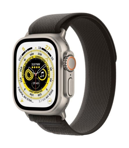 Apple Watch Ultra GPS + Cellular, 49mm Titanium Case with Black/Gray Trail Loop -?M/L