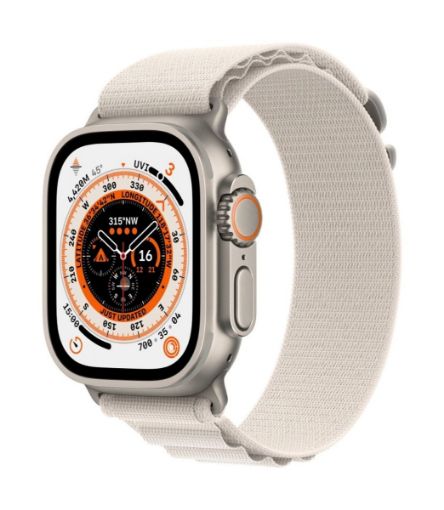 Apple Watch Ultra GPS + Cellular, 49mm Titanium Case with Starlight Alpine Loop - Small