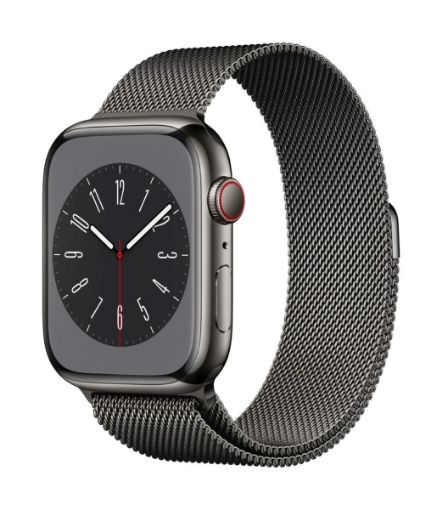 Apple Watch Series 8 GPS + Cellular 45mm Graphite Stainless Steel Case with Graphite Milanese Loop