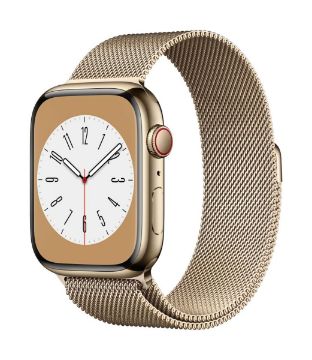 Apple Watch Series 8 GPS + Cellular 45mm Gold Stainless Steel Case with Gold Milanese Loop