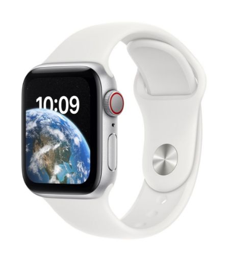 Apple Watch SE GPS + Cellular 40mm Silver Aluminium Case with White Sport Band - Regular