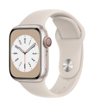 Apple Watch Series 8 GPS + Cellular 41mm Starlight Aluminium Case with Starlight Sport Band-Regular