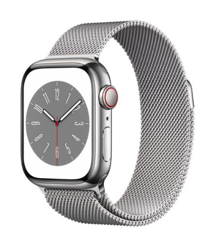 Apple Watch Series 8 GPS + Cellular 41mm Silver Stainless Steel Case with Silver Milanese Loop