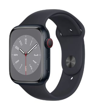 Apple Watch Series 8 GPS + Cellular 45mm Midnight Aluminium Case with Midnight Sport Band - Regular