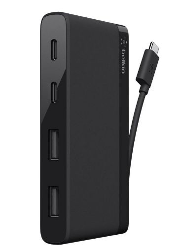 Belkin USB-C and USB 3.0 Mini 4 Port Mini Hub - Black