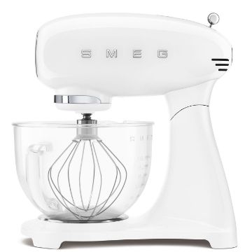 Smeg 4.8L Full Colour Electric Stand Mixer White with Glass Bowl