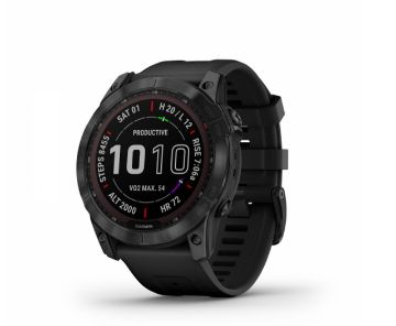 Garmin Fenix 7X Sapphire Solar Watch Black DLC Titanium with Black Band