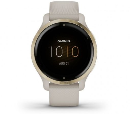 Garmin Venu 2S GPS Smart Watch Light Gold Bezel with Light Sand Case and Silicone Band