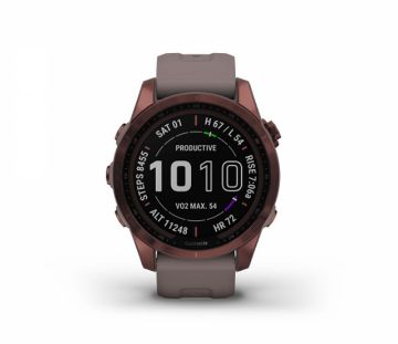 Garmin Fenix 7S Sapphire Solar Watch Dark Bronze Titanium with Shale Grey Band