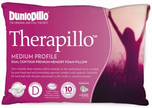  Dunlopillo Therapillo Premium Medium Profile Dual Contour Memory Foam Pillow White