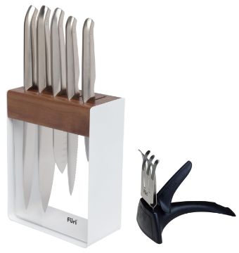 Furi - Pro Limited Edition Knife Block Set, 7 Piece - Stainless Steel Knives/White Block