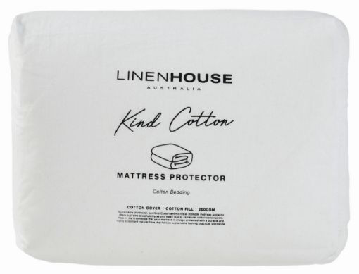 Linenhouse - Kind Cotton King Bed Mattress Protector - White
