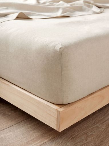 Linenhouse - Nimes Queen Bed Fitted Sheet - Natural