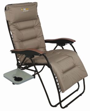 Oztrail - Brampton Sun Lounger Chair with Side Table - Beige