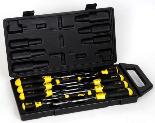 Stanley - Cushion Grip Screwdriver Set, 10 Piece - Stainless Steel/Black