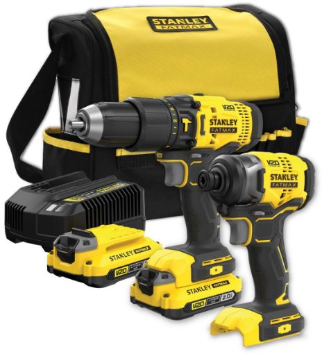 Stanley - FatMax 18V V20 2 Piece Combo Kit 2.0Ah - Hammer Drill and Impact Driver