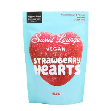 Sweet Lounge Vegan Fizzy Strawberry Hearts 130g 