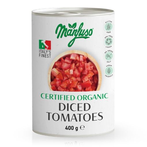 Manfuso Organic Diced Tomatoes 400g FULL CASE ORDERS ONLY