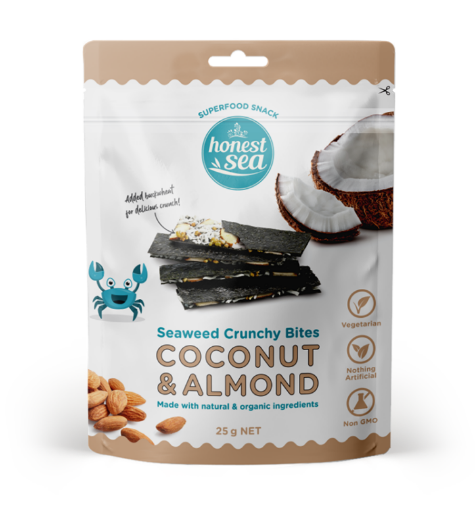 Honest Sea Seaweed Bites Almond & Coconut 25g FULL CASE ORDERS ONLY 