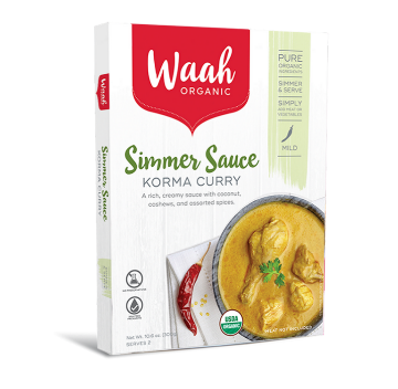 Waah Organic Simmer Sauces - Korma Curry 300g FULL CASE ORDERS ONLY