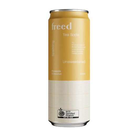 Freed Beverages Organic Sparkling Tea Soda - Pineapple & Coconut 12x330ml FULL CASE ORDERS ONLY