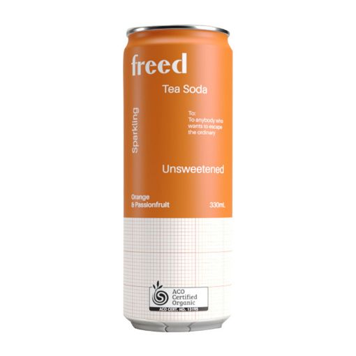 Freed Beverages Organic Sparkling Tea Soda - Orange & Passionfruit 12x330ml FULL CASE ORDERS ONLY NEW