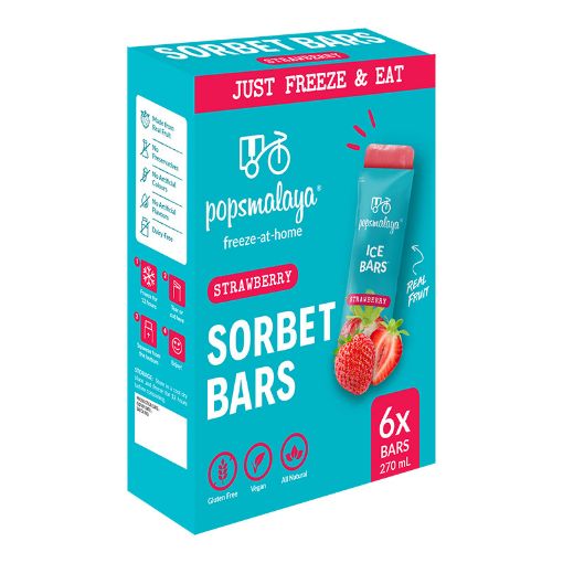 Pops Malaya Freeze-at-home Sorbet Bars - Strawberry 6x45ml