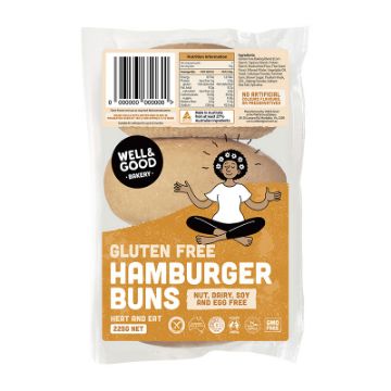 Well & Good Gluten Free Hamburger Buns 225g (3x75g) 