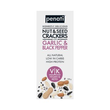 Penati Keto Nut & Seed Crackers - Garlic & Black Pepper 120g