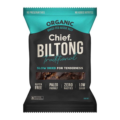 Chief Grass Fed Biltong - Traditional Beef 90g FULL CASE ORDERS ONLY. 