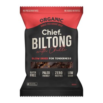 Chief Grass Fed Biltong - Beef & Chilli 90g FULL CASE ORDERS ONLY