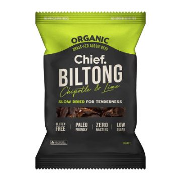 Chief Grass Fed Biltong - Chipotle & Lime 30g FULL CASE ORDERS ONLY